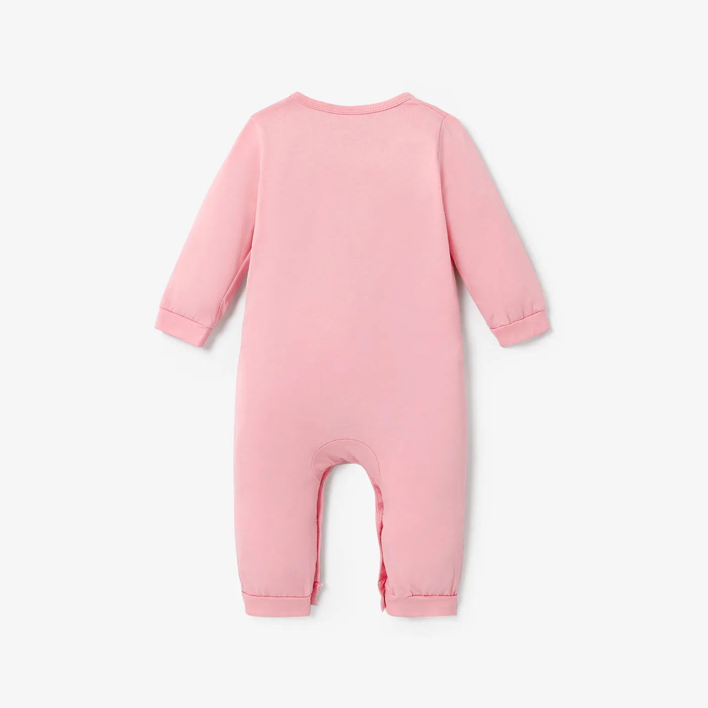 100% Cotton Letter and Heart Print Long-sleeve Gery Baby Jumpsuit