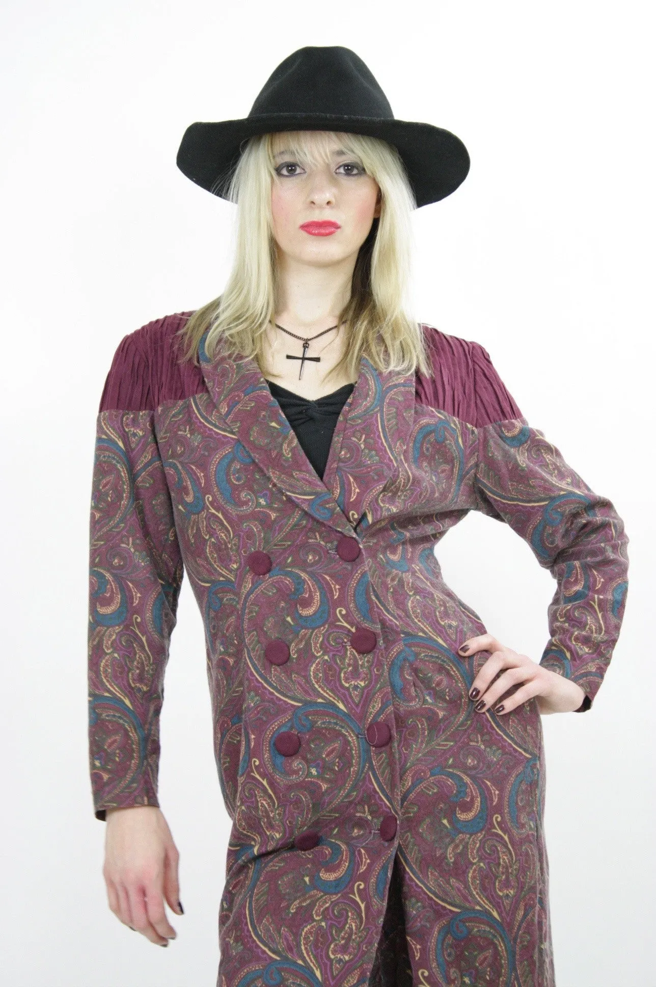 Authentic vintage 80s hippie boho southwestern paisley coat dress