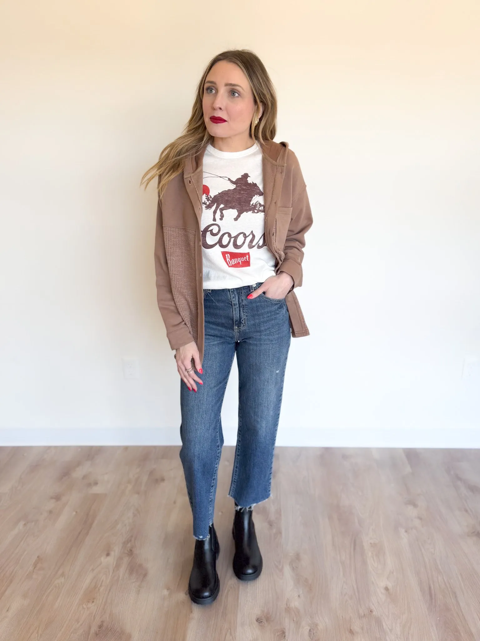 Avayah Hooded Shacket in Mocha