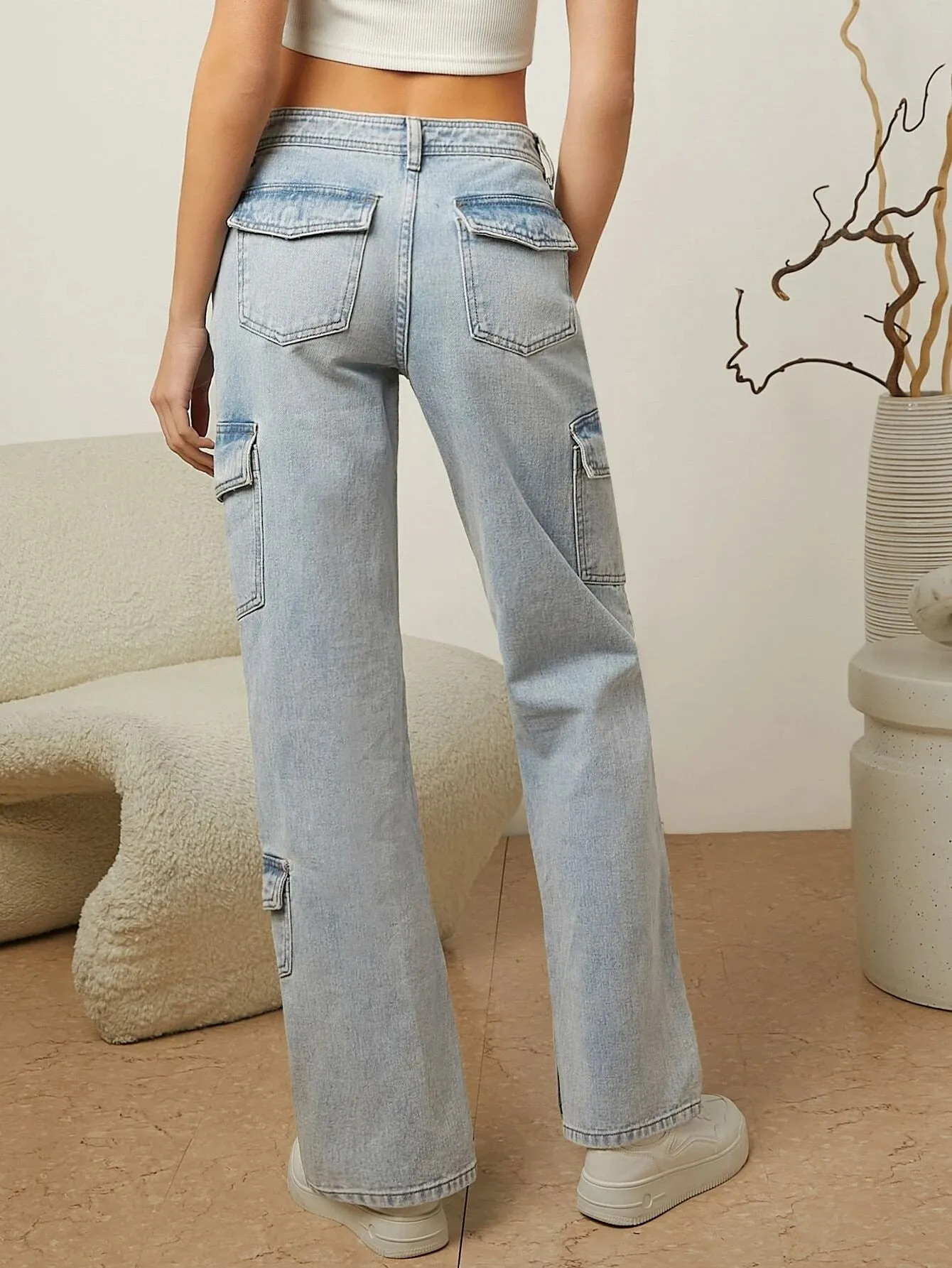 Cargo Jeans With Split Hem