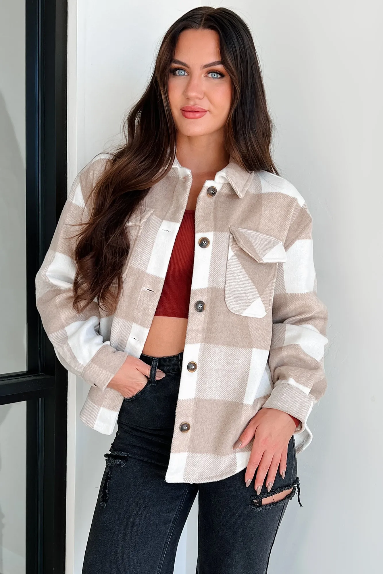 DOORBUSTER Dane Plaid Shacket (Khaki)