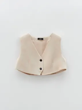 Eleh gilet beige crop
