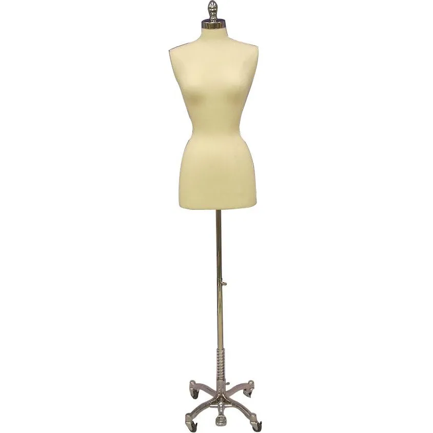 Female Display Dress Form on Chrome Rolling Base