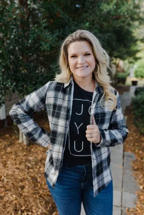 FINAL SALE Youth Fleece Lined Black Plaid Shacket