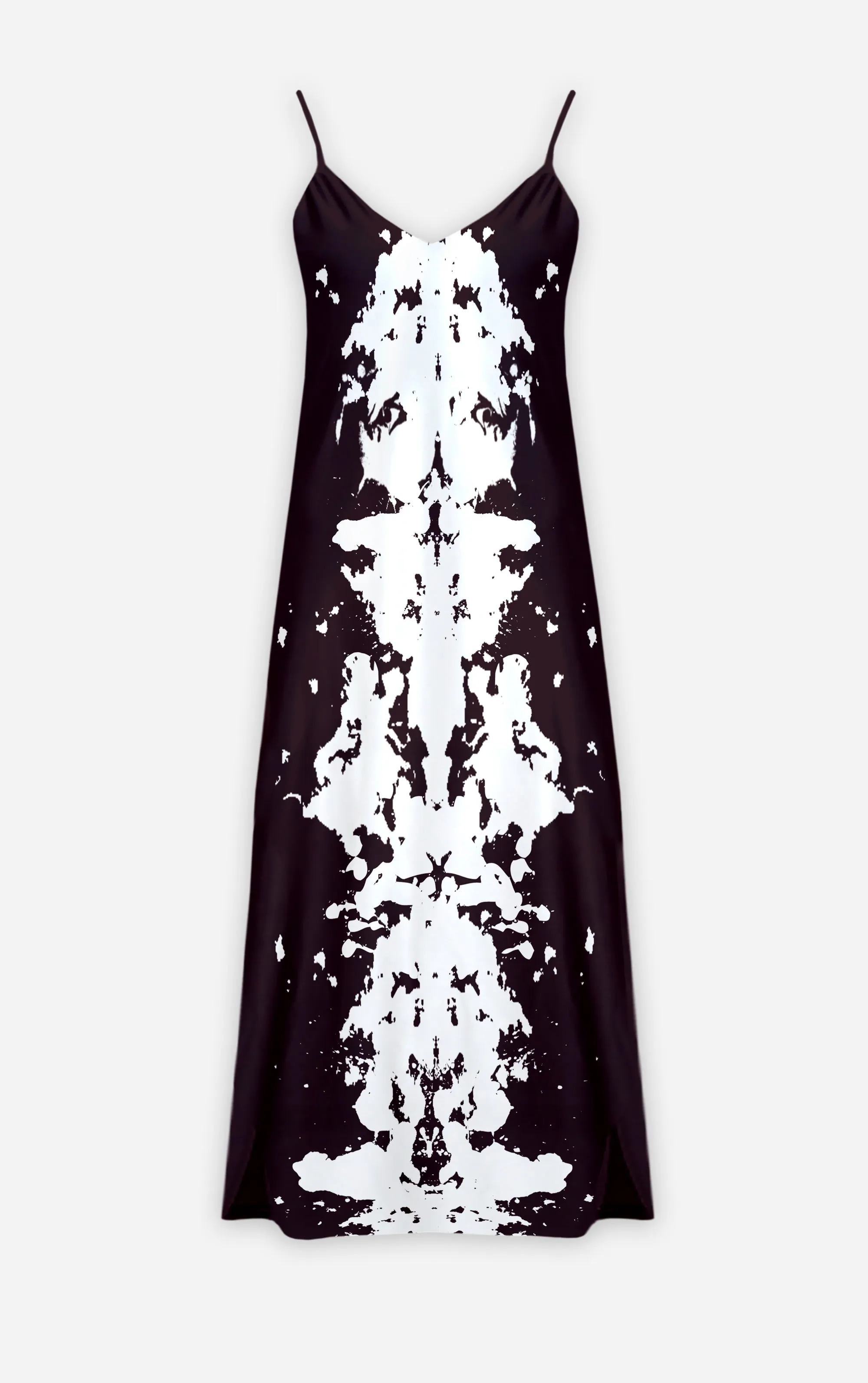 Ink Blot Reverse- 100% Silk Satin French Gothic V Neck Slip Dress in Muted Eggplant Wine | Le Leanian™