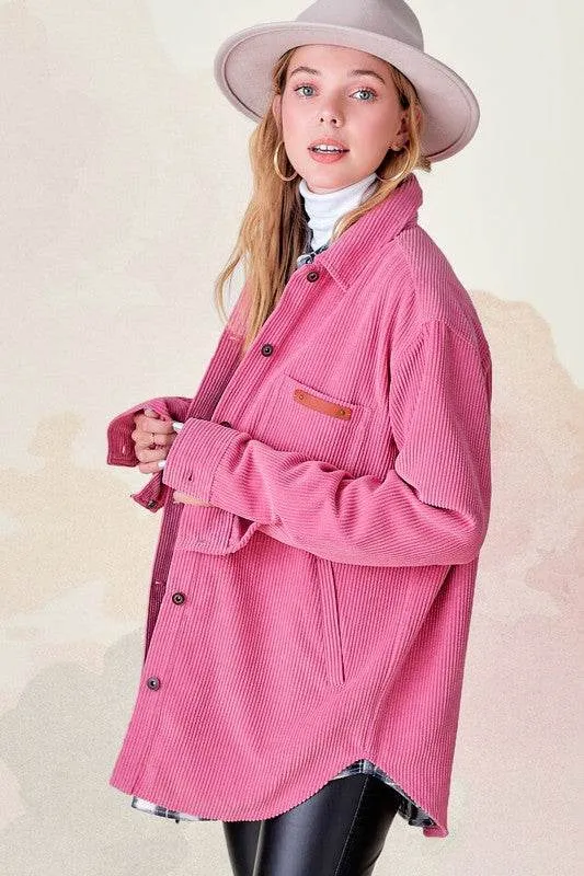 La Miel Madera Collared Long Sleeves Shacket