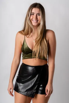Longline velvet bralette olive