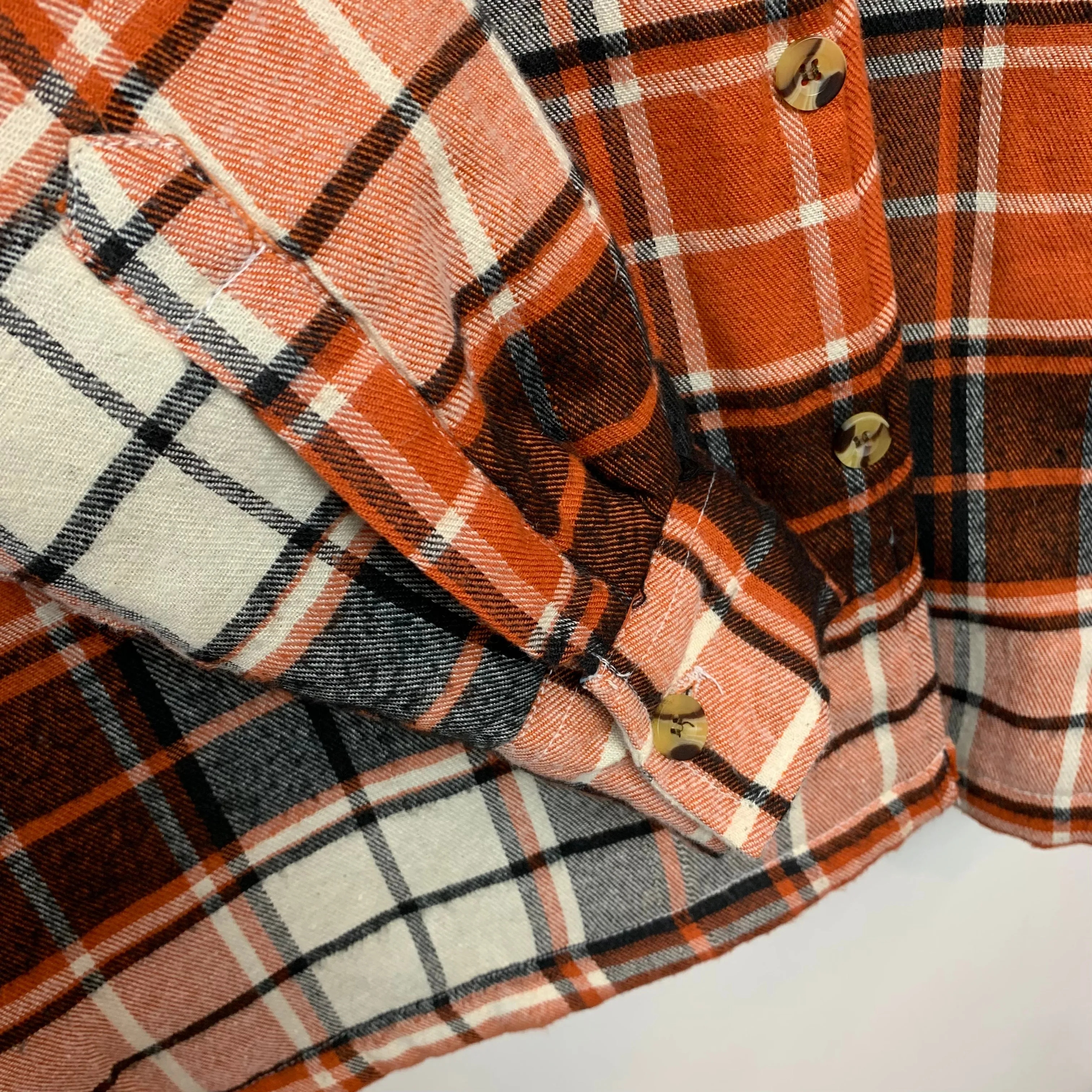 Neuse Orange Plaid Shirt Jacket Shacket Quilted Flannel Medium