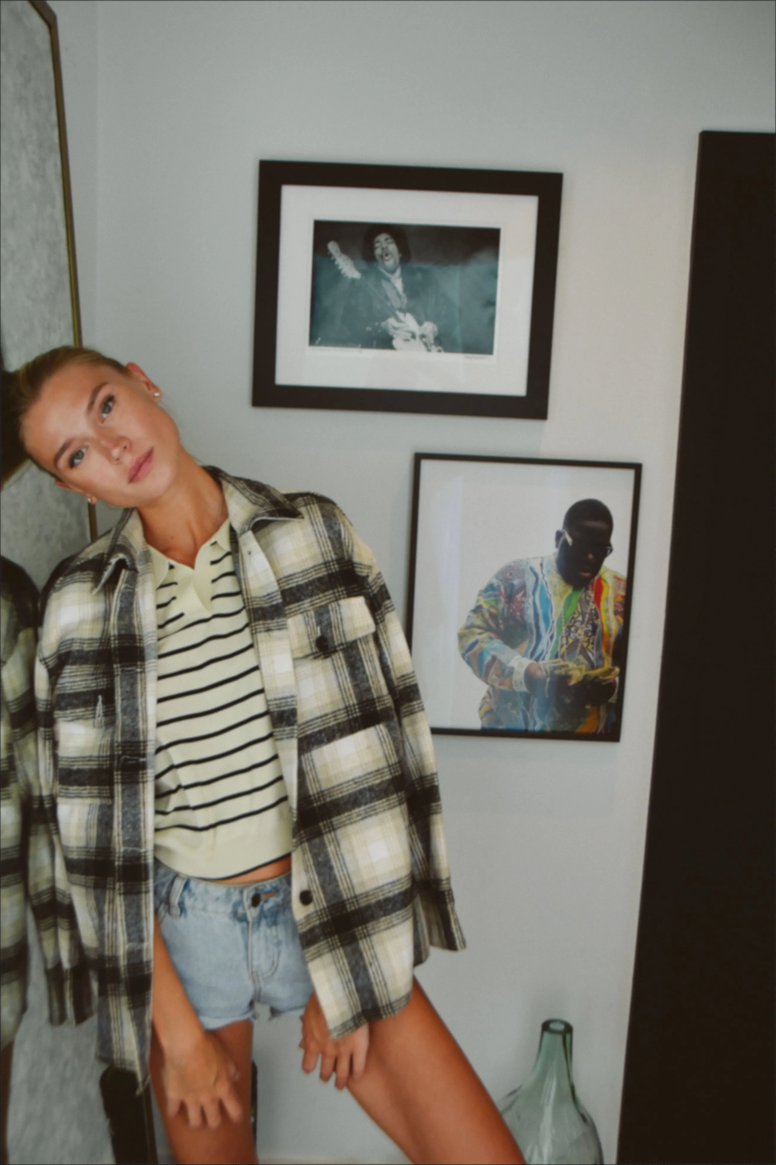Neutral  Plaid Button Down Shirt