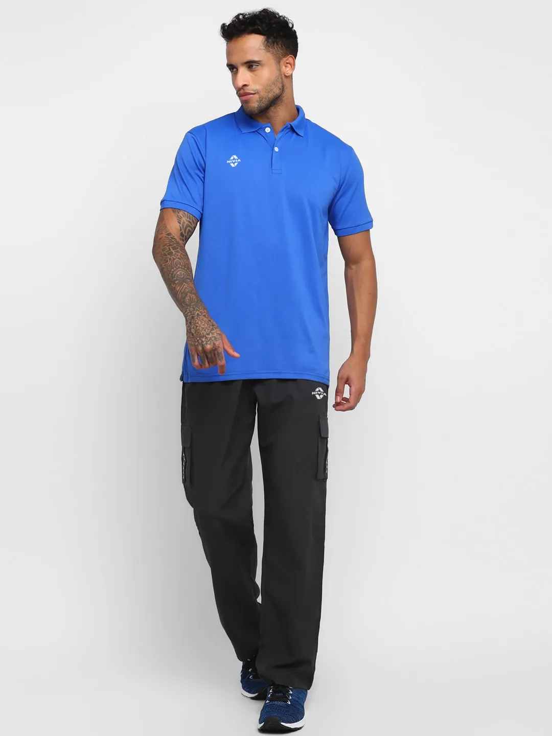 Nivia Cargo Pants for Men/Micro Chex Fabric trackpants with Velcro Pocket - Grey