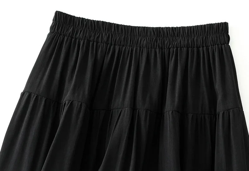 Sweet Large Swing Tiered Mid Length Skirt