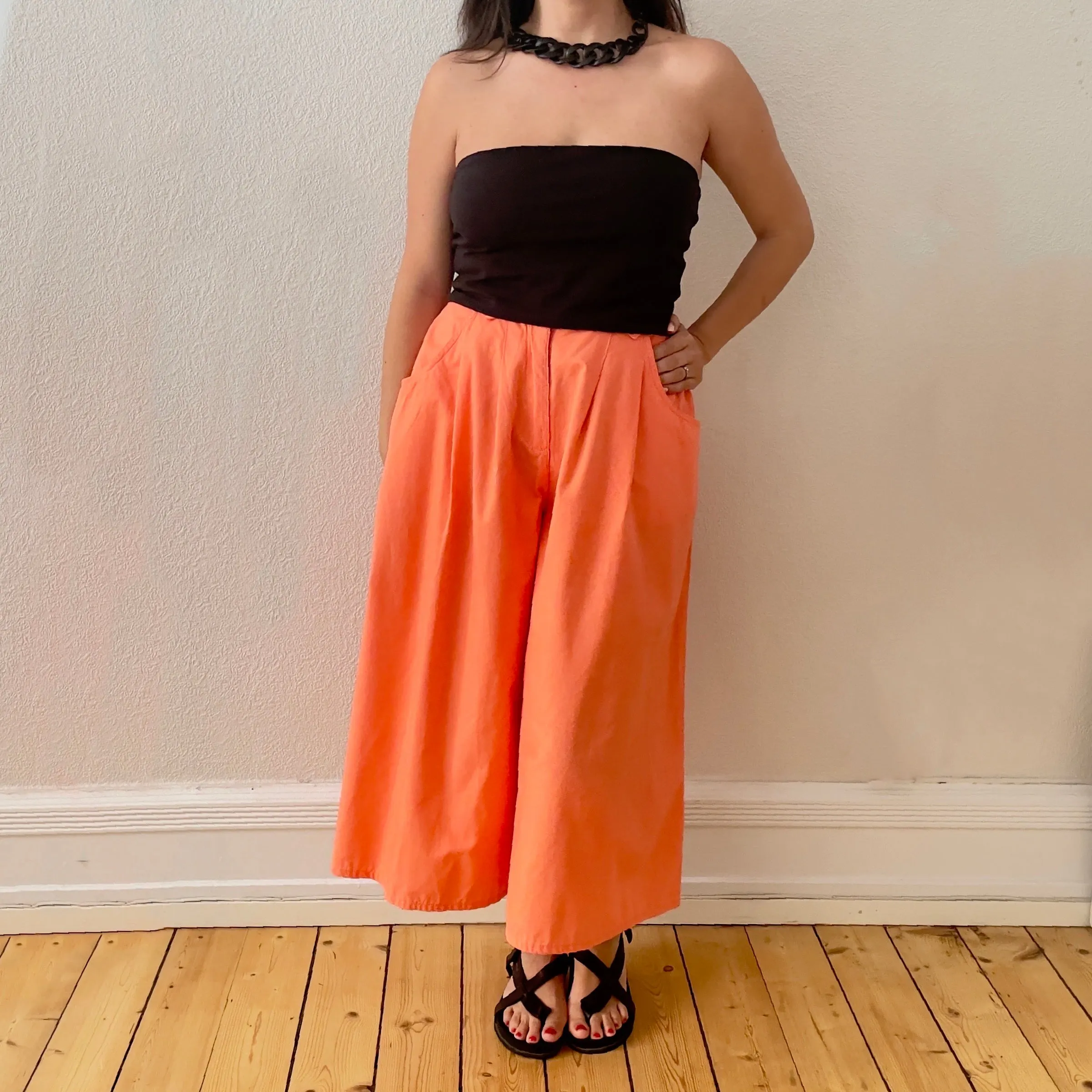 Vintage Peach Pleated Culottes