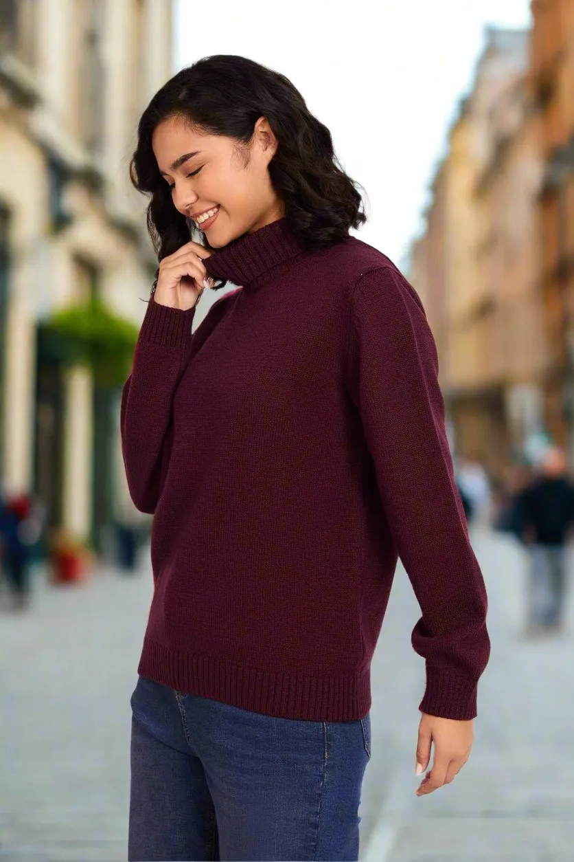 Women Mock Neck Regular Fit Pullover